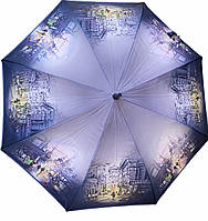 Зонт трость женский ZEST полуавтомат 8 спиц пейзажи города, парасоля жіноча zest
