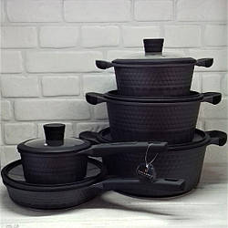 Набір посуду з мармуровим покриттям Edenberg EB-9186 10 предметів Набір каструль казанів для індукційних плит