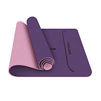Go Килимок каремат липкий для фітнесу та йоги Meileer tpe-23 Purple + Pink 1830*610*6mm TPE двошаровий йогамат
