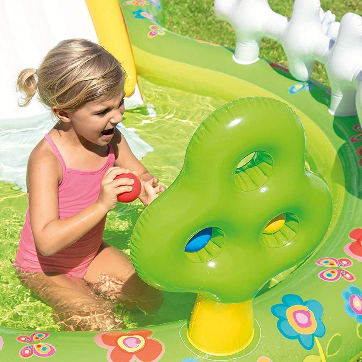 Детский надувной игровой центр бассейн с горкой и водопадом Intex 57154 Сад, надувная водная горка аттракцион - фото 6 - id-p1443434349