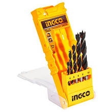 Набір свердел для дерева 5 шт 4-10 мм, коробка INGCO