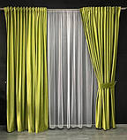 Якісні оксамитові штори на трубній стрічці Штори Блекаут Штори з оксамиту 200х270 см Колір Салатовий, фото 2