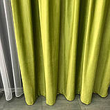 Якісні оксамитові штори на трубній стрічці Штори Блекаут Штори з оксамиту 200х270 см Колір Салатовий, фото 5