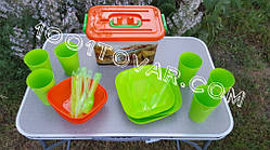 Набір для пікніка пластиковий на 6 персон (37 предметів: тарілки, стакани, ложки, вилки)