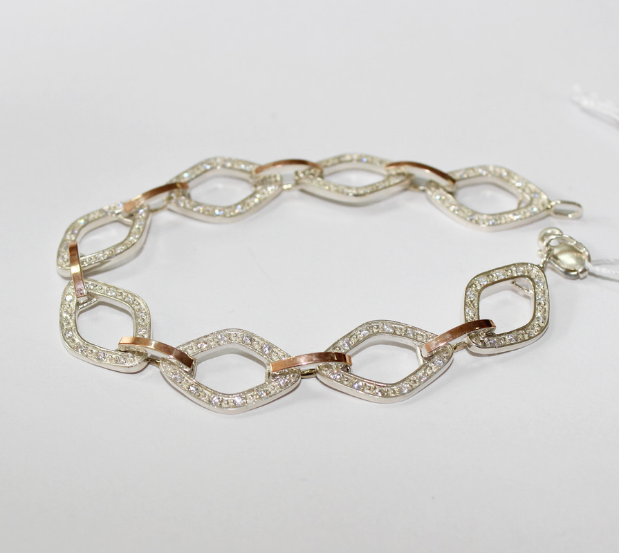 Широкий браслет зі срібла та золота Карнавал - 19 см, фото 1