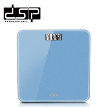Весы напольные сенсорные стекло DSP голубые KD7001