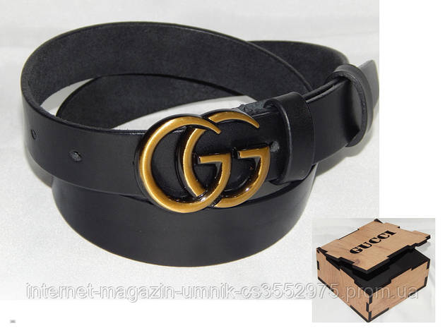 Ремінь жіночий шкіряний в коробці GUCCI ширина 30 мм. 930559, фото 2
