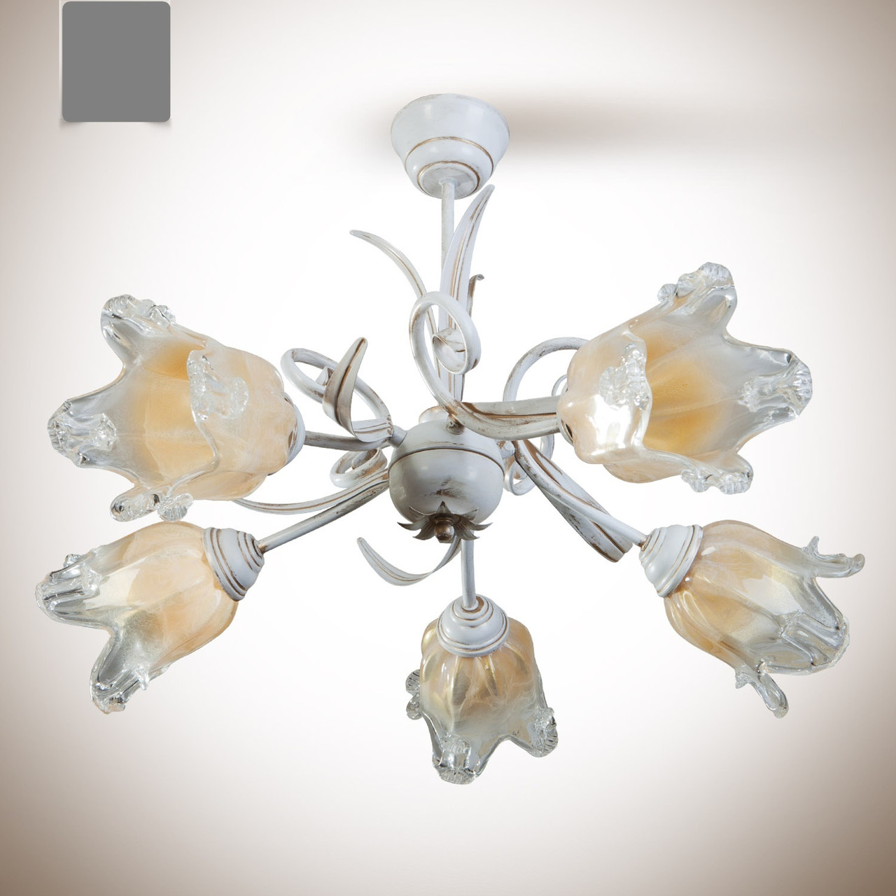 Стельова люстра на гачок в стилі флора для спальні, для зали 5-ти лампова 215 серії "Жасмин"