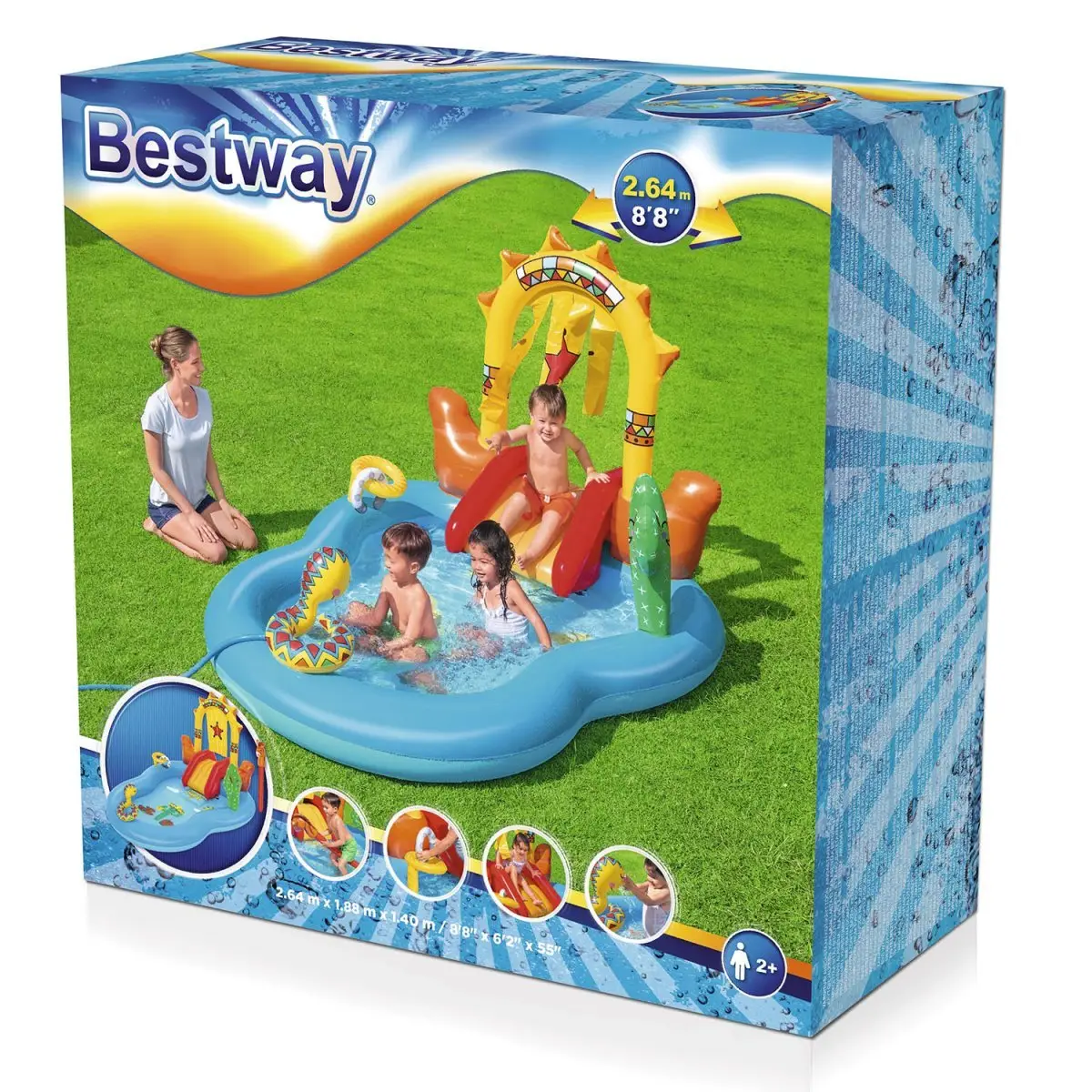 Детский надувной игровой центр бассейн с горкой и фонтаном Bestway 53118, надувная водная горка аттракцион - фото 9 - id-p1443587793