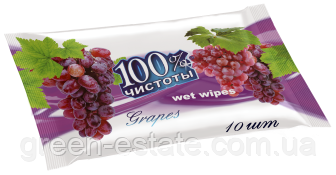 Серветки вологі ТМ 100% чистоти 10 шт.