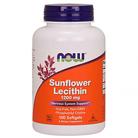 Подсолнечный лецитин, Sunflower Lecithin, Now Foods, 1200 мг, в капсулах №100