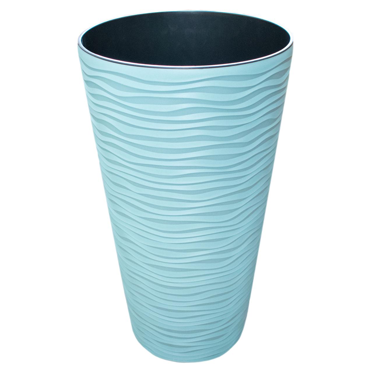 Вазон Ф'южн високий подвійний 22х41,5 см 11 л сизо-блакитний Алеана, фото 1