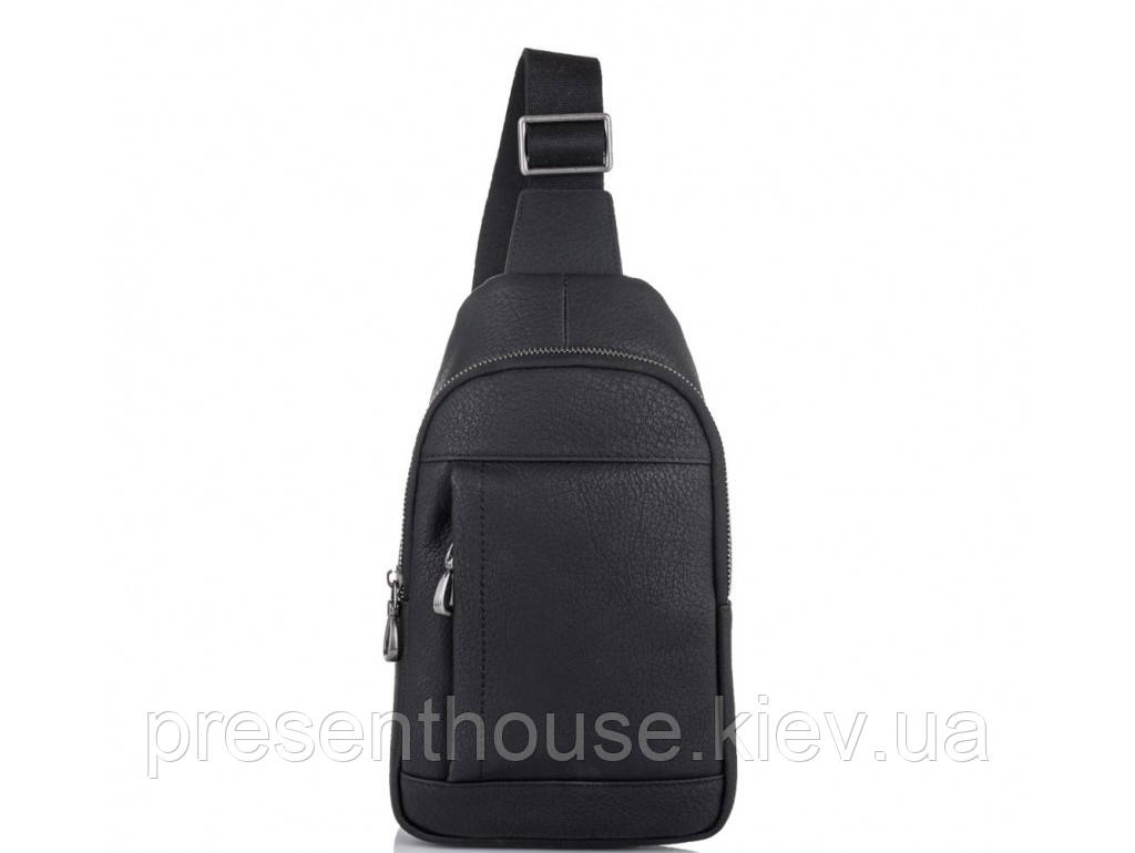 Чоловіча шкіряна сумка-слінг чорна Tiding Bag, фото 1