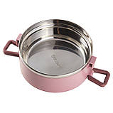 Ланч бокс обідній потрійний Kamille KM-2137RZ 2400мл Рожевий Потрійний контейнер для ланчу Ланч бокс для їжі, фото 8