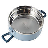 Ланч бокс обідній потрійний Kamille KM-2137SN 2400мл Синій Круглий ланч бокс для їжі Потрійний ланч бокс для їжі, фото 6