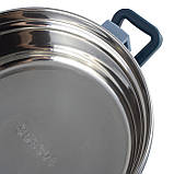 Ланч бокс обідній потрійний Kamille KM-2137SN 2400мл Синій Круглий ланч бокс для їжі Потрійний ланч бокс для їжі, фото 8