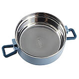 Ланч бокс обідній потрійний Kamille KM-2137SN 2400мл Синій Круглий ланч бокс для їжі Потрійний ланч бокс для їжі, фото 9