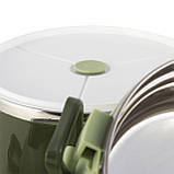 Ланч бокс обідній подвійний Kamille Зелений 1700мл KM-2136ZL, фото 6