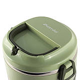 Ланч бокс обідній подвійний Kamille Зелений 1700мл KM-2136ZL, фото 7