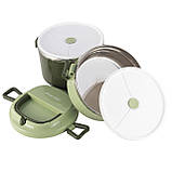 Ланч бокс обідній подвійний Kamille Зелений 1700мл KM-2136ZL, фото 8