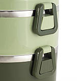 Ланч бокс обідній подвійний Kamille Зелений 1700мл KM-2136ZL, фото 9