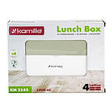 Ланч бокс обідній Kamille KM-2145ZL 1000мл Зелений Контейнер для продуктів Ланч бокс з відділеннями, фото 2