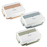 Ланч бокс обідній Kamille KM-2145ZL 1000мл Зелений Контейнер для продуктів Ланч бокс з відділеннями, фото 3