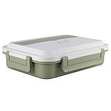 Ланч бокс обідній Kamille KM-2145ZL 1000мл Зелений Контейнер для продуктів Ланч бокс з відділеннями, фото 8