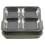 Ланч бокс обідній Kamille KM-2145ZL 1000мл Зелений Контейнер для продуктів Ланч бокс з відділеннями, фото 9