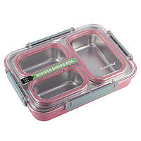 Ланч бокс обідній Kamille KM-2146RZ 1200мл Рожевий Ланч бокс з відділеннями для їжі Ланч бокс для школярів