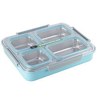 Ланч бокс обідній Kamille KM-2147GL 1800мл Блакитний Ланч-бокс для школи Контейнер для їжі Ланч бокс для дітей