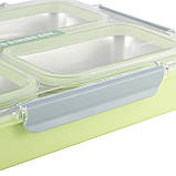 Ланч бокс обідній Kamille KM-2147ZL 1800мл Зелений Ланч-бокс для обідів Функціональний ланч-бокс, фото 3