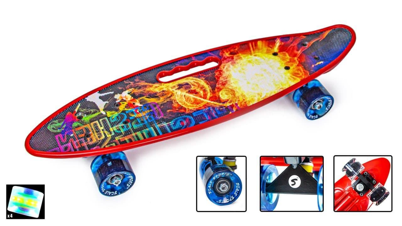 Penny Board 22" Scale Sports З Ручкою "GESHEN". Сяючі колеса