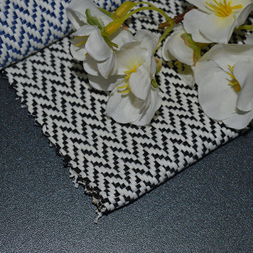 Тканина для вуличних меблів рогожка Тенерифу (Teneryfa) з дрібним зигзагом чорного кольору