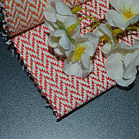 Ткань для уличной мебели рогожка Тенерифа (Teneryfa) с мелким зигзагом красного цвета