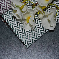 Ткань для уличной мебели рогожка Тенерифа (Teneryfa) с мелким зигзагом зелёного цвета