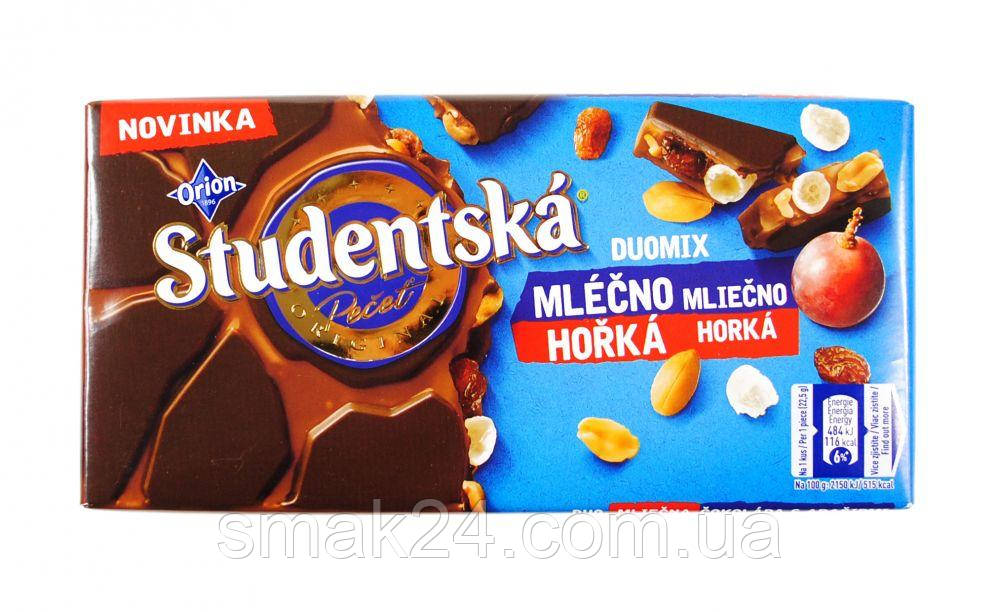 Шоколад молочно-черный с изюмом и арахисом Studentska Duomix Чехия 170г - фото 2 - id-p1443620877