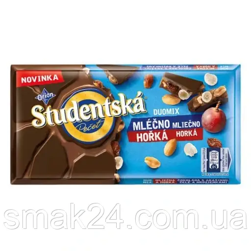 Шоколад молочно-черный с изюмом и арахисом Studentska Duomix Чехия 170г - фото 1 - id-p1443620877