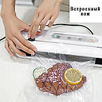 Вакууматор пакувальник їжі з пакетами Wi-simple 6611 з вбудованим ножем. Вакумізатор пакувальник для дому, фото 4