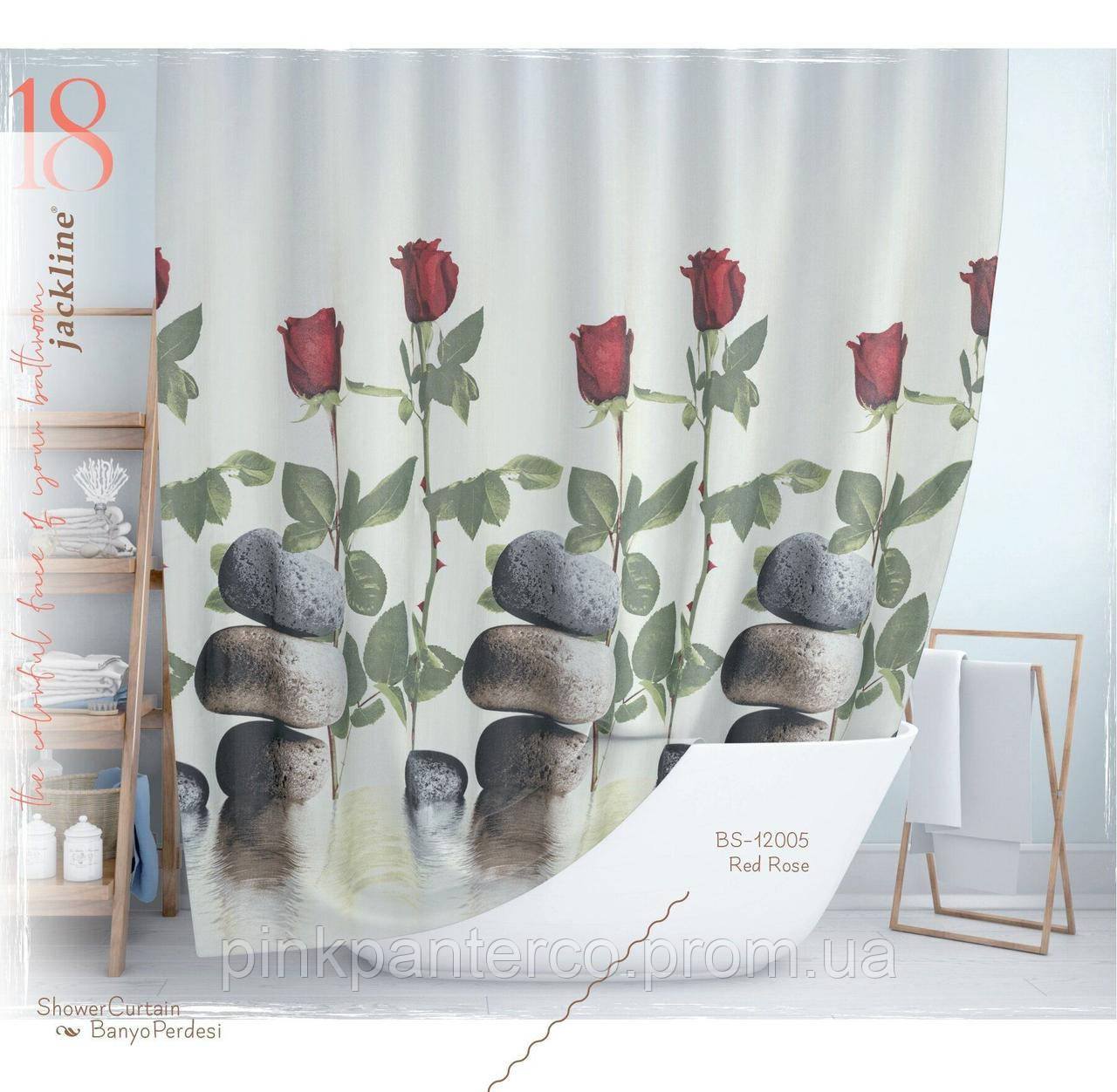 Шторка для душу та ванни поліестер Тропік 180х200 см 3д Red Rose