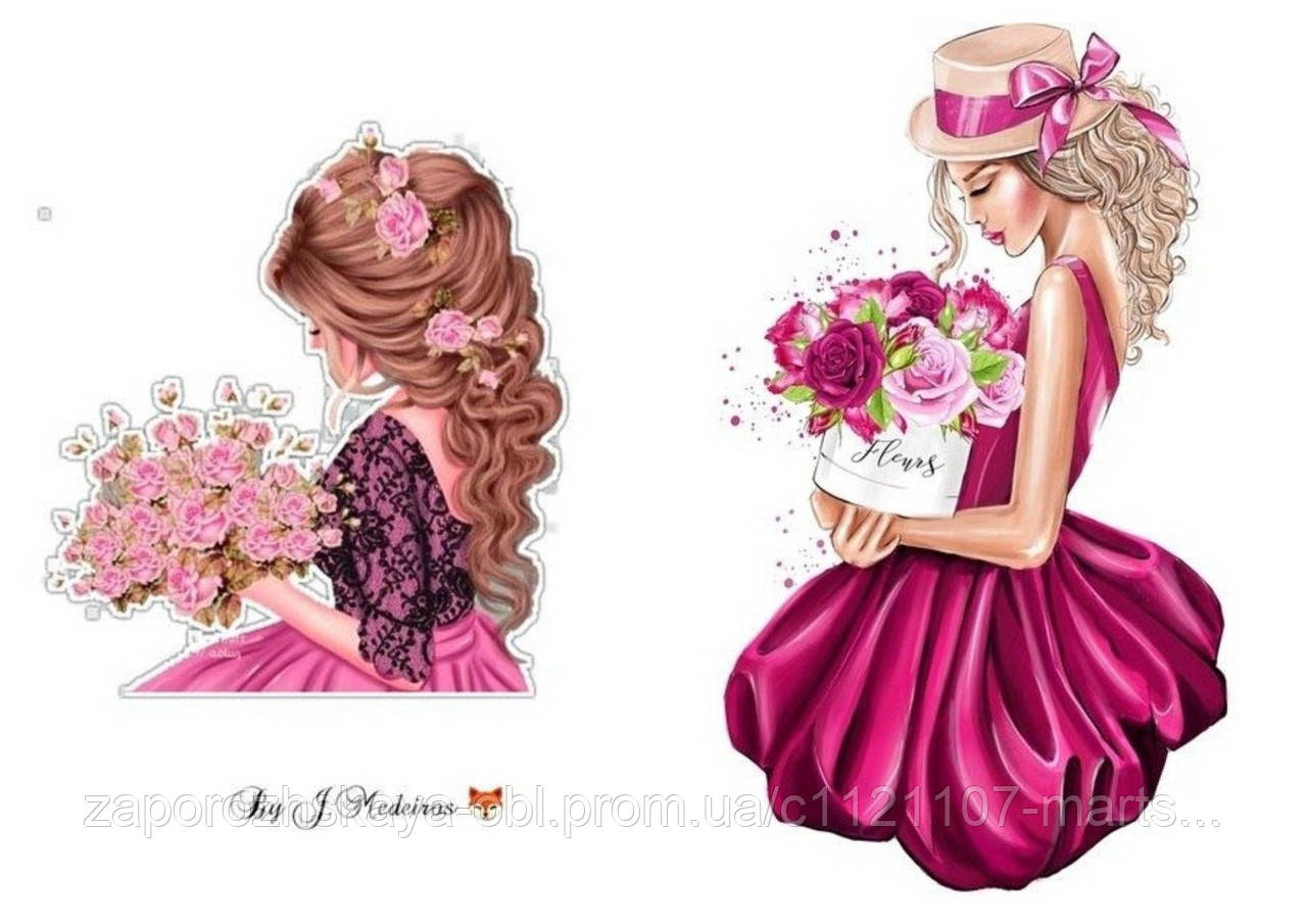 Романтичні дівчата, жінки,леди вафельна картинка, фото 1