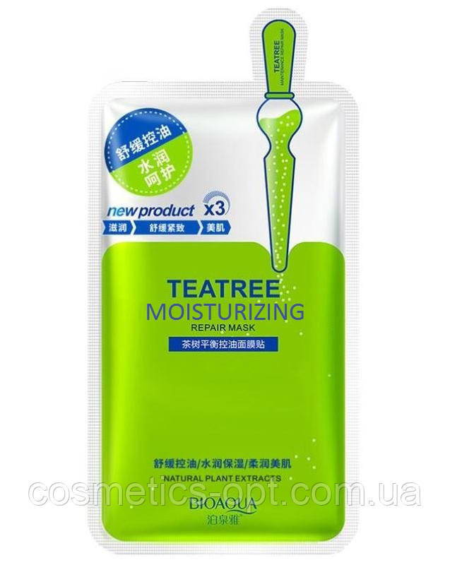 Тканинна маска з олією чайного дерева для проблемної шкіри Bioaqua TeaTree Moisturizing, 30 g