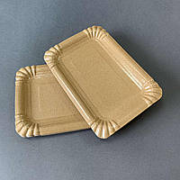 Бумажные тарелки крафт ламинированные прямоугольные 12х17 см в упаковке 200 шт
