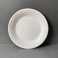 Бумажные тарелки белые круглые 18 см в упаковке 100 шт