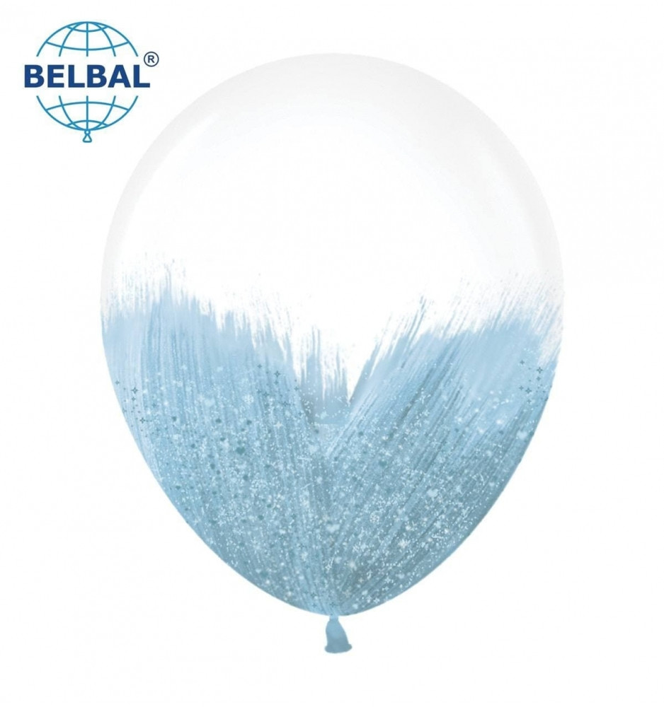 (B105, 30 см) Brush shine blue на прозорому. Куль повітряний латексний. Браш блакитного ґліттер, фото 1