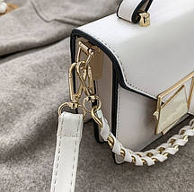 Жіноча маленька сумочка з ПУ шкіри з ланцюжком Ромб Бежева, фото 2