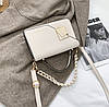 Жіноча маленька сумочка з ПУ шкіри з ланцюжком Ромб Бежева, фото 8