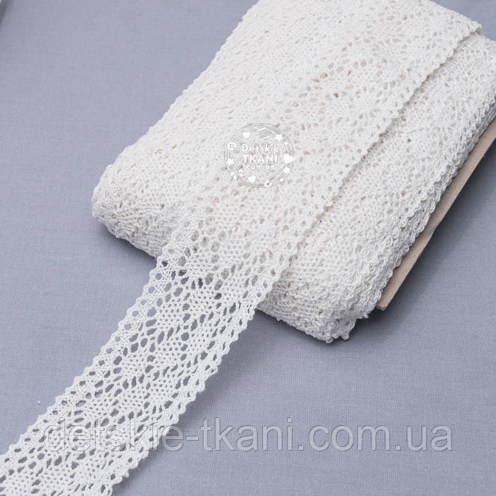 Моток бавовняного мережива (18 метрів) білого кольору шириною 4.2 см, №S190140-01/1, фото 1