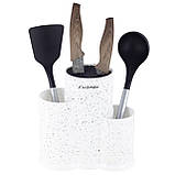 Підставка для ножів і кухонного приладдя Kamille KM-7608BL 22 см Білий Потрійна підставка для ножів, фото 2