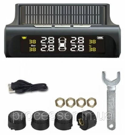 Система контролю тиску в шинах TPMS РК TY02-W, зовнішні датчики, Blutooth + сонячна панель, фото 1